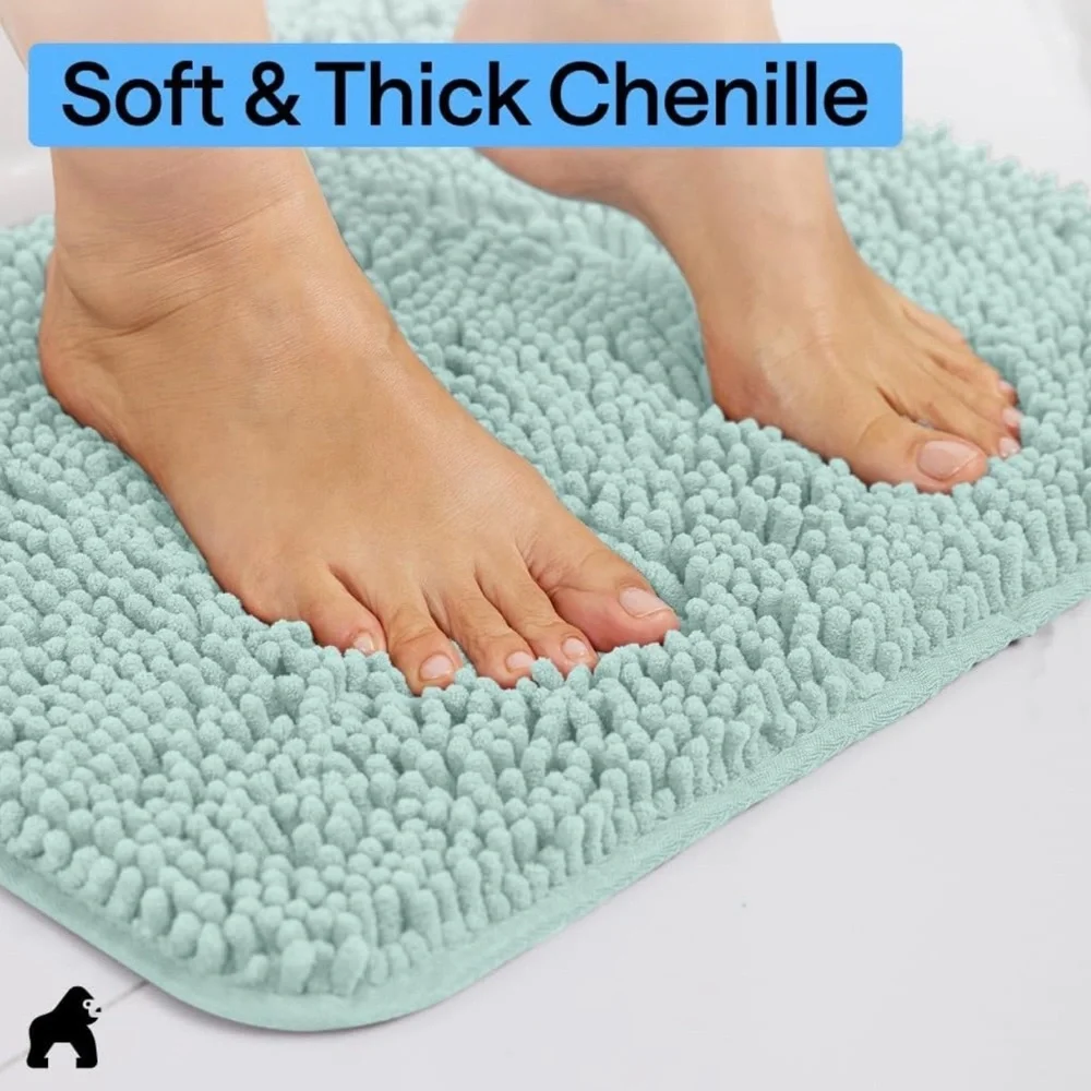 2 Piece Bathroom Rug Set - Non-Slip - Soft Chenille